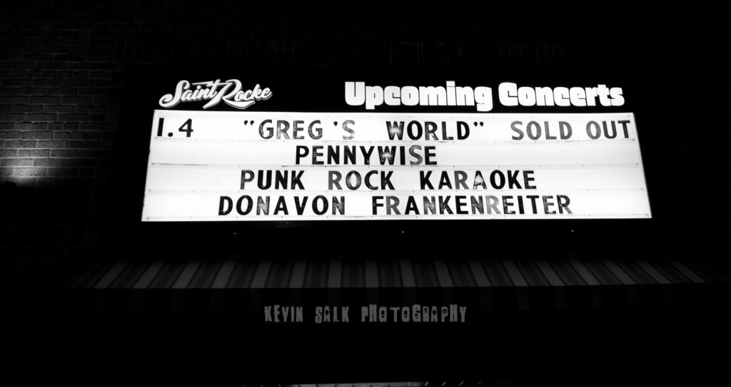 SOLD OUT "Greg's World" with Pennywise at Saint Rocke. Punk Rock Karaoke and Donavon Frankenreiter.